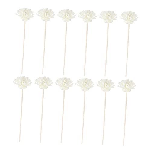 Amosfun 24pcs Simulated Flower Shaped Diffuser Sticks Handmade Rattan Refill Sticks for Essential Oils White Floral Decoration for Home and Relaxation