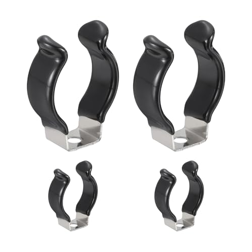 uxcell 4Pcs T8 U Clips Holder Bracket for 20mm 25/32" Light Bulb 25mm H | Black, 304 Stainless Steel LED Fluorescent Tube Clip Lamp Support Pipe Clamps Tube Rod Mounting Accessories