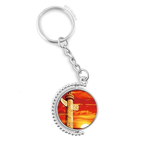 Anillo Pilgrim llavero giratorio columna ornamental de China sol rojo cielo