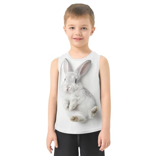 Boys Tank Top Shirts Gray Rabbit Lovely Sleeveless T-Shirts Crew Neck for Kids Clothing Children2