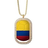 コロンビア国旗サッカーワールドカップ ゴールドネックレスダイヤモンドクリスタルペンダント