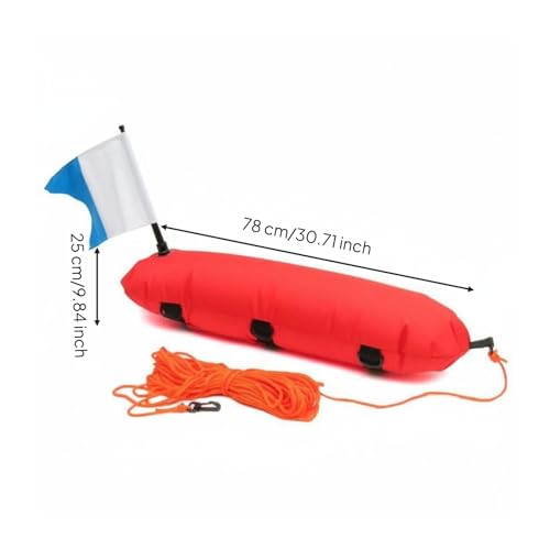 Bouée de plongée libre gonflable et compacte avec corde et drapeau de sécurité
