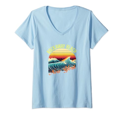 Mujer Ropa retro de surf y ropa de playa Rockaway Beach Rockaway Beach Camiseta Cuello V