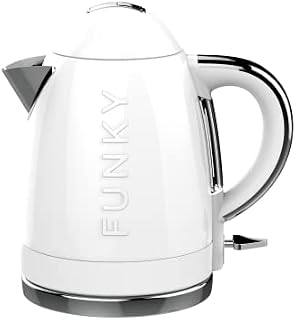 The Funky Appliance Company, 1.7 Litre Funky Kettle, 360 Degree Swivel Base, 3KW Fast And Quiet Boil, Removable Washable Limescale Filter, Cream