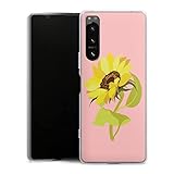 Coque en Silicone Compatible avec Sony Xperia X5 IV Etui Silicone Coque Souple Rose Tournesol Peinture