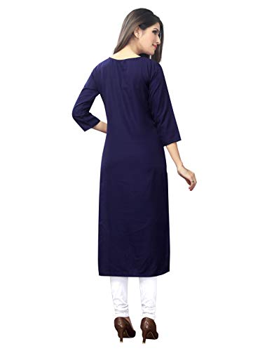 Image of 1 Stop Fashion Women's Blue-Coloured Crep Knee Long W Style Kurtas /Kurti