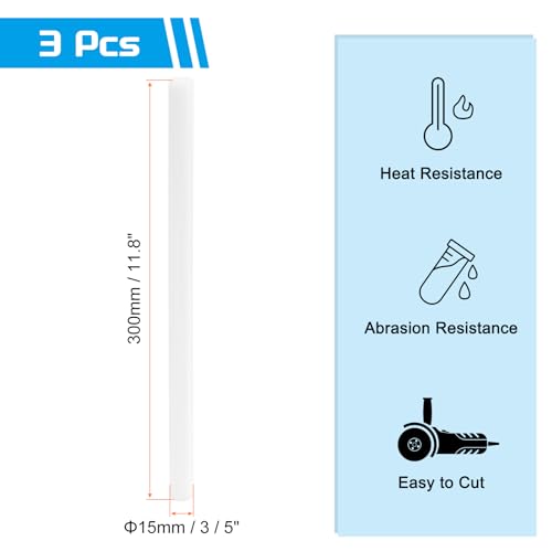 Image of MECCANIXITY ABS Plastic Rod Round Solid Bar 15 mm x 300mm White for DIY Model Material, Architectural Model Making, DIY Sand Table, Pack of 3