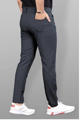 Image of NoseQueen Men's Slim Fit Cargo Trousers | Stretchable Formal Men Trousers | Stylish Slim Fit Trouser for Men | Polycotton Knitted Fabric Pant for Men's