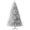 Treetopia Silver Artificial Christmas Tree | Silver Stardust Tinsel - 7 Ft | Pre-lit with 500 LED Candlelight Clear Lights | Includes Tree Stand, On/Off Foot Pedal, Extra Bulbs & Fuses