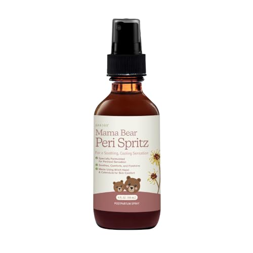 SPRIGS Peri Spritz, 4 Fl Oz | Perineal Spray for Postpartum Recovery | A Soothing Natural Herbal Formula with Witch Hazel & Organic Aloe & Comfrey | 360° Bottle Top for Easy Access to the Perineum