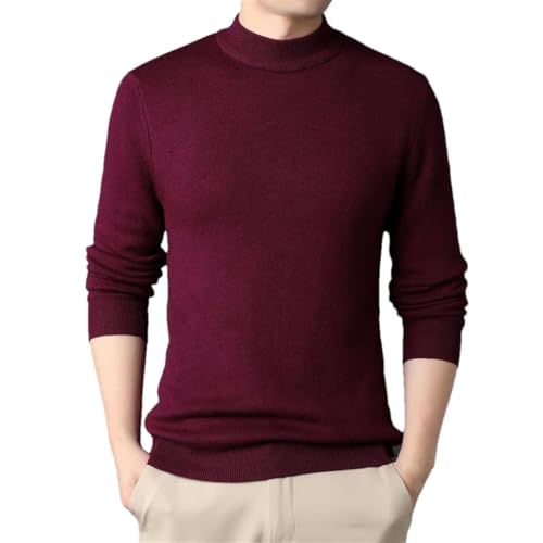 Men's Wool Long Sleeved Sweater Half High Collar Knit Pullovers Youth Slim Knitwear Top