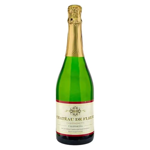 Chateau de Fleur Non-Alcoholic “Champagnette” Sparkling Beverage, 0.0% ABV, 750ml – California Alcohol-Free Champagne Alternative with BeClink Tasting Cards & Guide (1 Bottle)