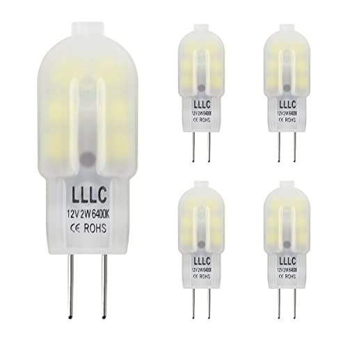 5 x G4 LED Bulbs 2w Equivalent 20w Cool White Replacement for Halogen Capsule 12v with Frosted Cover