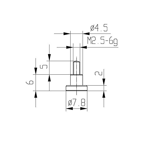 Measuring insert for dial gauge Ø 7.8 mm type: 113 stainless steel 573/22