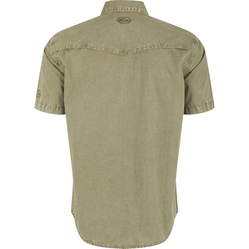 Drake Waterfowl Men's Cinco Ranch Western Acid Wash Solid Casual Athletic Lightweight Short Sleeve Buttoned Shirt2
