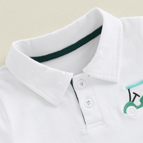 Toddler Baby Boy Summer Outfit Short Sleeve Embroidery Golf Cart Polo T-Shirt Shorts Hole in One Golf Birthday Clothes4
