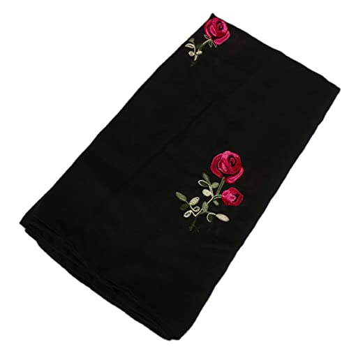 Yizelli Women's Breathable Rose Embroidery Shawl Spring Autumn Large Scarf Summer Beach Shawl Head Wrap Hijab