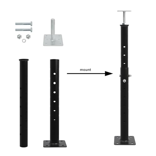 Image of 4-Pack House Floor Jacks, 19-35 Inch Adjustable Steel Posts, Black