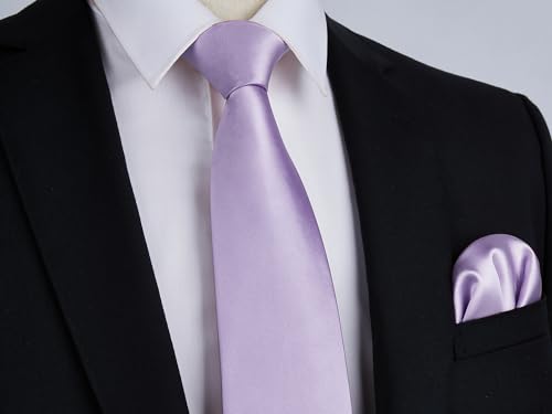 Image of Enlision Mens Ties Solid Color Satin Necktie Ties for men Handkerchief Cufflinks Pocket Squares for Wedding