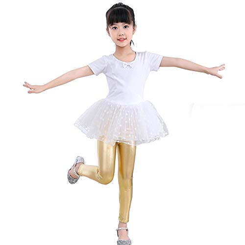Fancy Uyee Kids Toddler Girls Faux Leather Pants Shiny Strech Leggings Tights (Gold, 5T) #TOP1