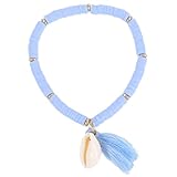 JECOMPRIS Pulsera Bohemia de Arcilla Polimérica Cadena de Conchas y Flecos, Accesorio Colorido para Fiestas y Uso Diario Femenino