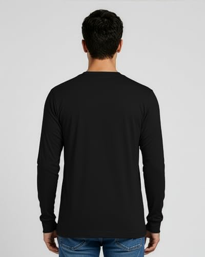 Image of Real Essentials 4 Pack: Men's Cotton Long Sleeve Crew Neck T-Shirt - Soft Work Casual Jersey Tees