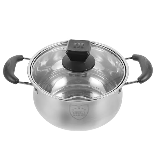 DOITOOL Olla de Cocina de Acero Inoxidable 304 con Doble Asa 18 CM Tapa de Vidrio Transparente Apta para Inducción y Cocinas de Gas Eléctrica y Halógena Olla para Sopa y Guiso DOITOOL Olla de Cocina de Acero Inoxidable 304 con Doble Asa 18 CM Tapa de Vidrio Transparente Apta para Inducción y Cocinas de Gas Eléctrica y Halógena Olla para Sopa y Guiso