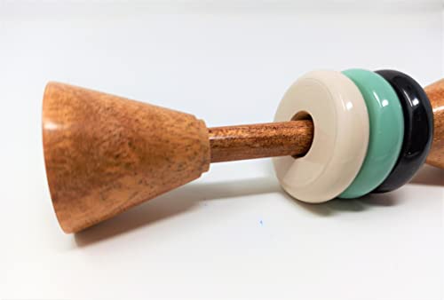 Image of A&A Kreative Wooden Rattle Handcrafted for Toddler Kids Children (Dumbell-Rings)