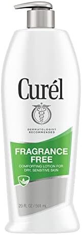 Curel Fragrance Free Comforting Body Lotion, Unscented Dry Skin Moisturizer for Sensitive Skin, with Advanced Ceramide Complex, Repairs Moisture Barrier, 20 oz
