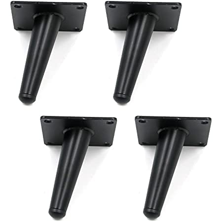 Image of Sofa Leg Black Finish 4 Inches (Set of 4) Metal Cone Shape Heavy Duty Sofa Legs for Home, Office Rustproof & Sturdy Sofa Paya with Mounting Screw | Furniture /Table Legs