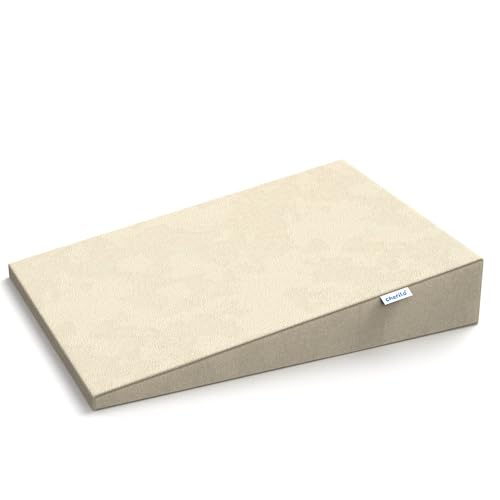 Image of Cherilo Standard Elevated Wedge Pillow for Baby Crib & Mattress, Helps to Elevate Baby for Acid Reflux, Colic, GERD, Heat Burn & Vomiting | 14 inch x 19 inch x 3.5 inch | - with Removable Velvet Cover - Cream