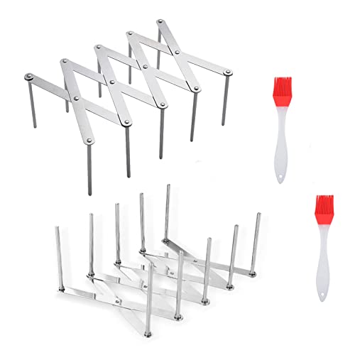 2 Stück Spareribs Halter Grill, Spareribs Halter aus Edelstahl BBQ Grillrost Faltbare Topfdeckelhalter Barbecue Grillpartys im Freien für Holzkohlegrill Gasgrill Cover