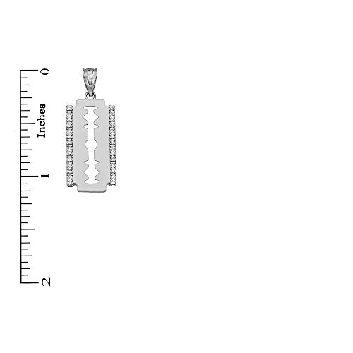 Claddagh Gold Certified 925 Sterling Silver CZ-Accented Razor Blade Pendant Charm Necklace2