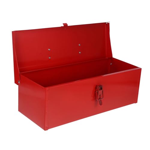 TEHAUX Portable Small Metal Toolbox Organizer for Home Garage Rv Truck Lightweight Design Large Capacity Stylish Red Finish Durable Iron Construction