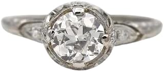 SilvaDeco 2 Ct Round Diamond Art Deco Antique Filigree Vintage Solitaire Edwardian Engagement Rings For Women 14K White Gold Plated 925 Sterling Silver Handcrafted Victorian Wedding Ring Gift For Her