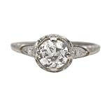 SilvaDeco 2 Ct Round Diamond Art Deco Antique Filigree Vintage Solitaire Edwardian Engagement Rings For Women 14K White Gold Plated 925 Sterling Silver Handcrafted Victorian Wedding Ring Gift For Her