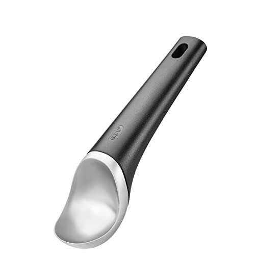 GEFU Ice Cream Scoop - Italia - Ergonomic Ice Cream Spoon for Hard Ice Cream, Scoop for Ice Cream Balls, Comfortable to Use, Dishwasher Safe - Black/Silver