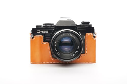 TP Original Handmade Genuine Real Leather Half Camera Case Bag Cover for Minolta X-700 X700 Sandy Brown color