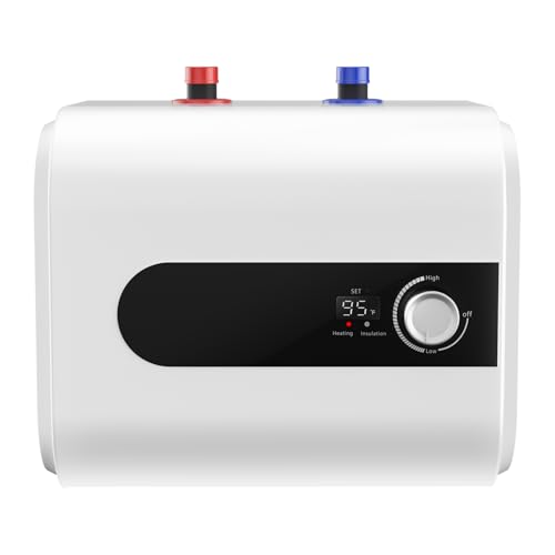 1.6Gallon Mini Tank Water Heater Electric, 1500W Under Sink Hot Water fot Point of Use, 110V Instant Hot Water Heater for Kitchen, Office