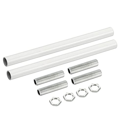 MECCANIXITY Threaded Extension Rod, 5.91" Lamp Pipe with Connector Light Fixture Parts for Pendant Light Island Lighting Chandeliers Stems, White 2 Set