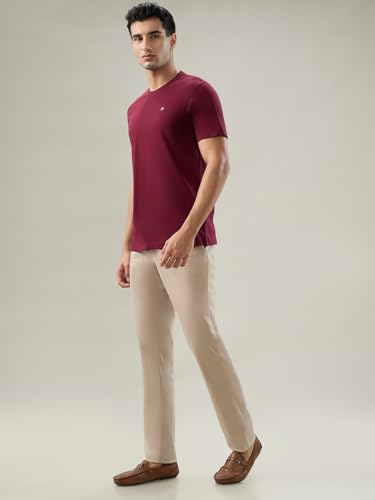 Image of Raymond Men Regular Fit Solid Pattern Pure Cotton Crew Neck Half Sleeve Casual T-Shirt