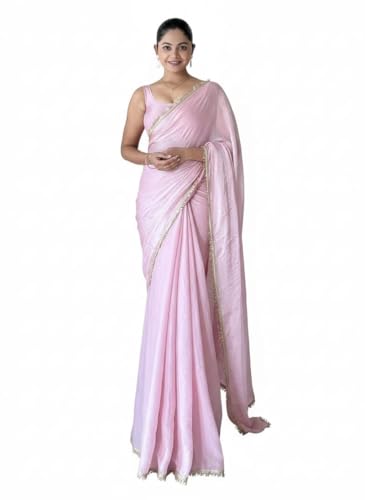 Sari en organza KULIA® brodé de dentelle, l'éclat de Bollywood pour sublimer votre beauté