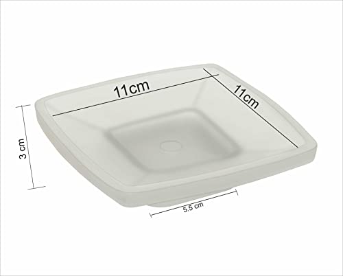 ORCE BATH ARTICLE Premium Frosted Glass Soap Dish with Raised Drain Tray | Square Bathroom Soap Stand | Anti-Slip, Water Drain Design for Wash Basin, Shower & Kitchen Sink LX06