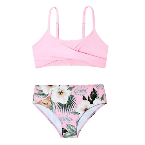 Image of Zando Girls Swimsuit Two Piece - Adjustable Strap Bathing Suit Solid Color Bikini Sets for Teens Girl Beach Swimwear