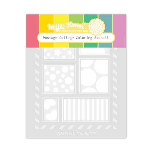 Waffle Flower Postage Collage Coloring Stencil