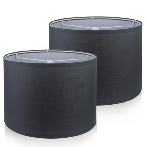 Linen Fabric Drum Lampshades Set of 2, 13