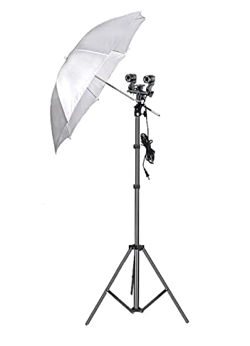 SHOPEE E27 Studio Photography Double Socket Holder KIT Umbrella White...