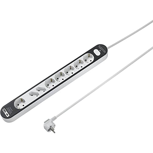 sygonix SY-4755370 Steckdosenleiste mit Schalter Weiß, Grau Schutzkontakt 1 St.