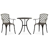 Homgoday Bronzefarbene Bistro-Gartenmöbel Set mit Aluminiumguss Stühlen und Tisch, 2 Stühle + 1 Tisch, für Brunch und Nachmittagsgespräche Tisch- und Stuhlsets, Gartenmöbel Model315591