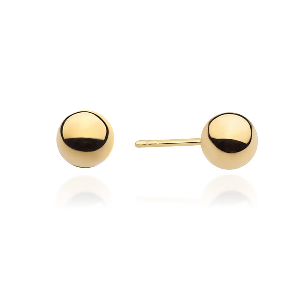 MARKO Ohrstecker aus 14K Echtgold 585 – Runde Gold Ohrringe Damen 3mm – Hochwertige Goldqualität – Elegante Kugel Ohrstecker in Größen von 3mm bis 8mm – Schmuck Gold Damenohrringe für Frauen & Mädchen